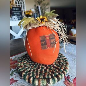 Fall Halloween Autumn Handmade Pumpkin and Pot Holder Bundle